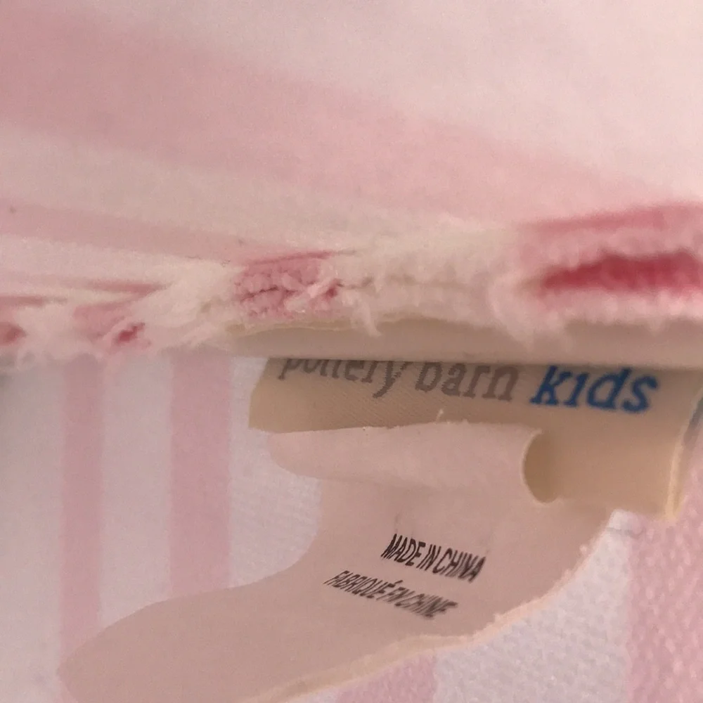 Pottery Barn Kids Pink & White striped 100 % cotton washable storage basket